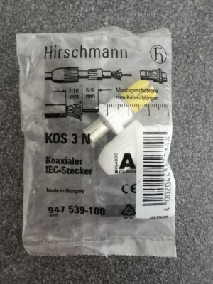 Hirschmann KOS 3 N Koaxstecker Koaxialer IEC-Stecker KOS3N