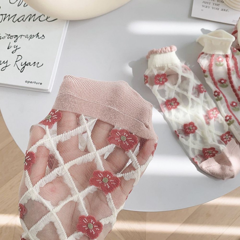 Summer Lolita Jk Cute Retro Korean Style Hosiery Women Socks Flower