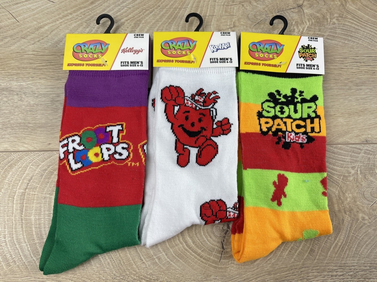 Crazy Socks Men Fun Sour Patch Kids Kool-Aid Froot Loops Novelty