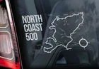North Coast 500 Car Sticker, Window Decal, NC500 Road Trip, Scotland Map Sign BW