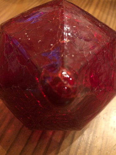 VINTAGE KUGEL MIDWEST CRACKLE GLASS ORNAMENT - Picture 3 of 8