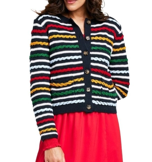 A4) New! Size Medium La Ligne x Target Textured Striped Cardigan