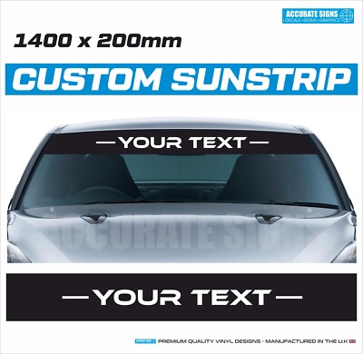 Universal Individueller Sonnenstreifen Personalisierter Text 1400 x 200 mm Auto Sonnenleiste