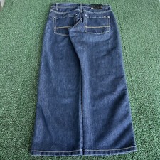 VTG Y2K Southpole Brown Tab Indigo Blue Jeans Baggy Straight 35x30.5" 18" Opens