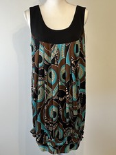 CHRIS McLaughlin Women’s Abstract Bubble Dress Bold Colors Sleeveless Size 14