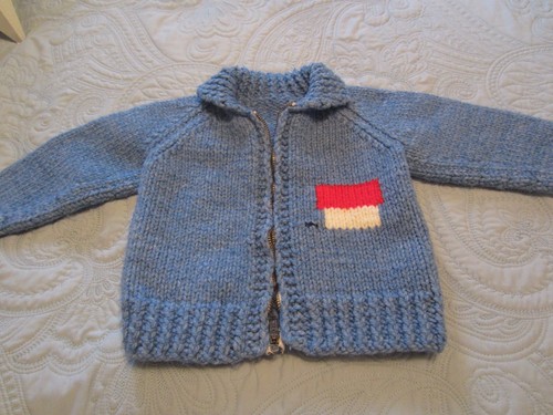 Kids Vintage 1960/70s Blue Hand Knit Snoopy Sweater - Picture 3 of 4