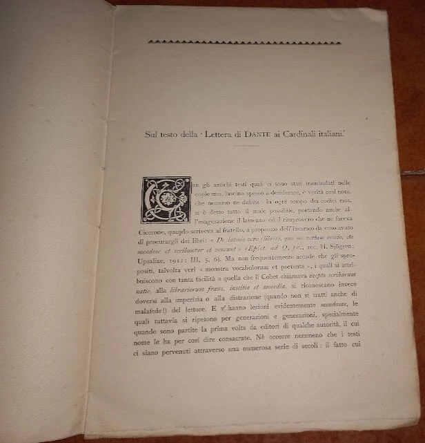 E. ROSTAGNO LETTERA DI DANTE AI CARDINALI ITALIANI NOZZE ROSENTHAL OLSCHKI 1912 - Immagine 3 di 3