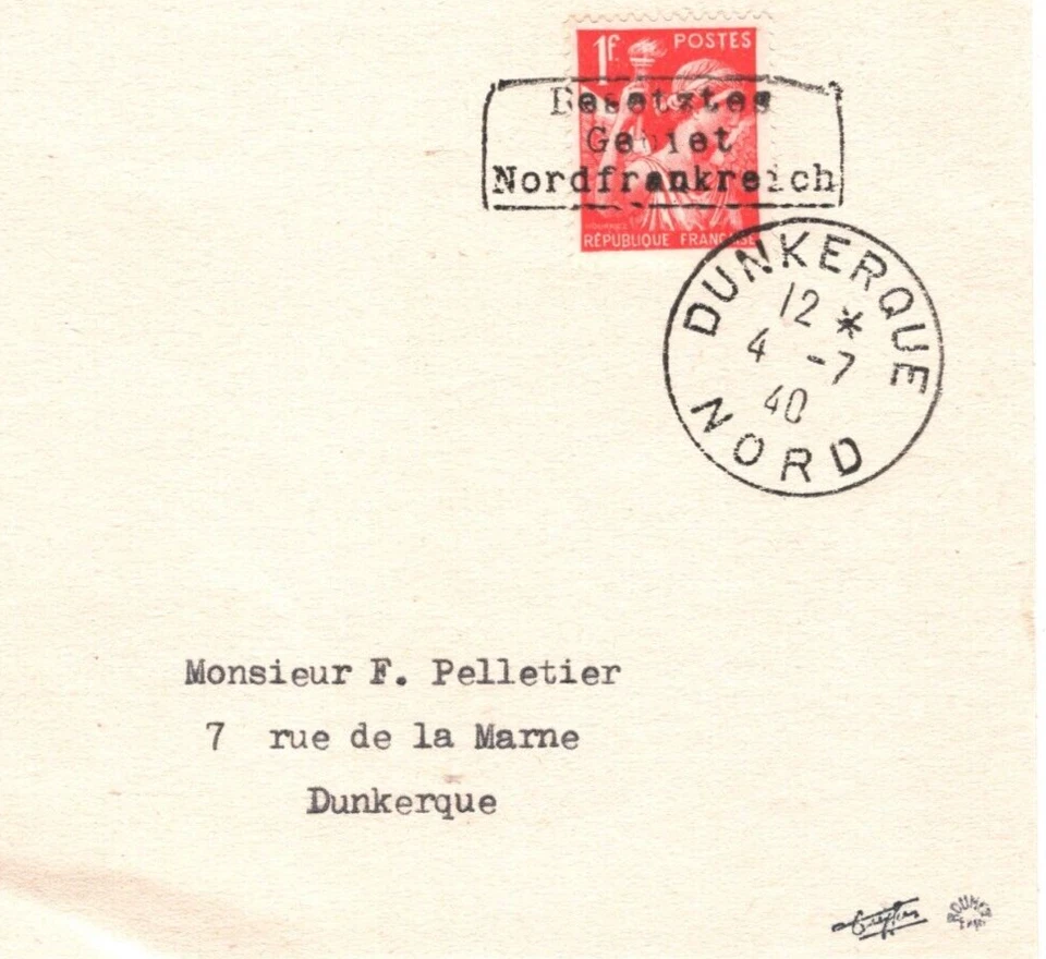 FRANCE WW2 *Dunkirk* EVACUATION 1940 GERMANY OCCUPATION Cover Front Only MA943 - Image 4 of 4