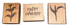 CTMH Stamping Up Happy Harvest Detailed Corn Stalks Wooden Rubber Stamp