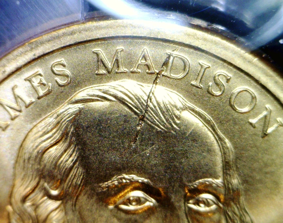 2007 ERROR ANACS MS67 STRUCK THRU James Madison Pres. $1 Dollar GEM BU ++ Coin - Image 2 of 4