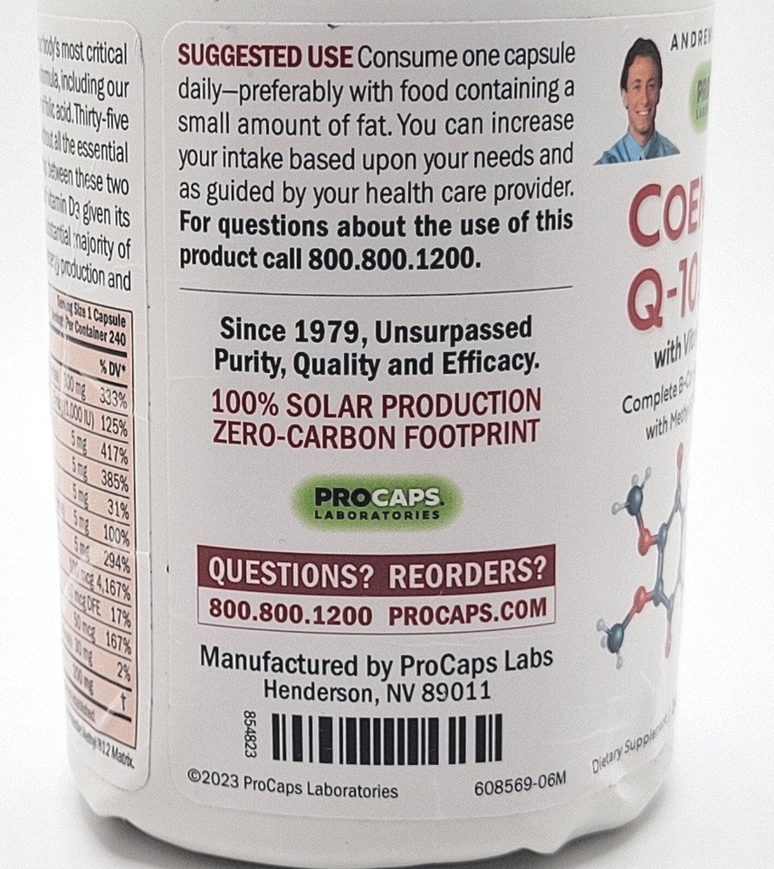 Andrew Lessman CoEnzyme Q10 200 mg w/ Vit D3 1000 IU 240 CAPS Vit