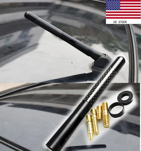 New 4.7 Inch Short Antenna Aluminum Black Carbon Fiber Fit For NISSAN