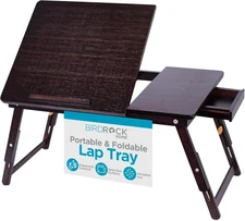 Bamboo Laptop Lap Tray with Adjustable Legs | Foldable Breakfast Serving Bed Tra