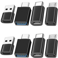 8-Pack USB 3.0 Type C Female to USB Male Adapter OTG Micro USB to C Converter