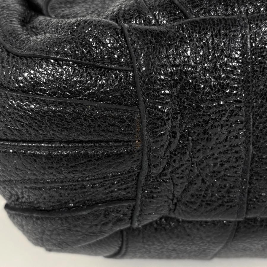 PRADA Gathered Tote Handbag Black Leather #BS1758 thumbnail 3