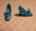 Vintage 1970s MATTEL Mod Barbie Doll Turquoise Blue Pilgrim Pumps Shoes-EXCELLEN