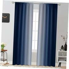 Light Blocking Ombre Curtains, 52"W x 84"L Pack of 2 Blue and Greyish White