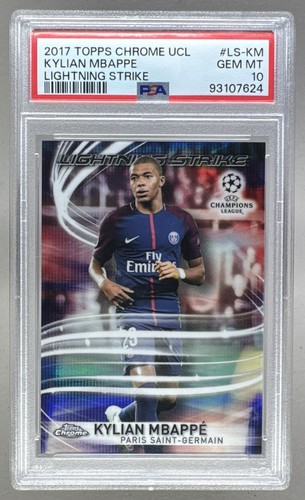 7624 Kylian Mbappe 2017 Topps Chrome UEFA #LS-KM Lightning Strike RC PSA 10