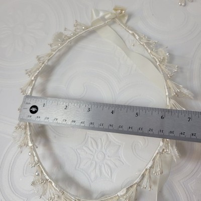 Vintage Greek Stefana Wedding Crowns Ivory Pearls Floral  display picture 2