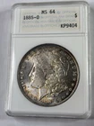1885-O $1 Morgan Silver Dollar - ANACS SOAPBOX MS64 Rainbow Toning