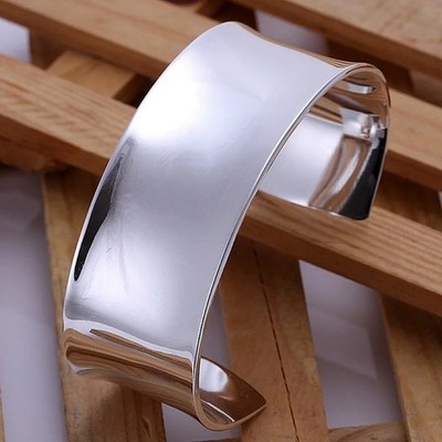 wholesale 925 Sterling solid silver fashion jewelry silvery bangle bracelet Gift