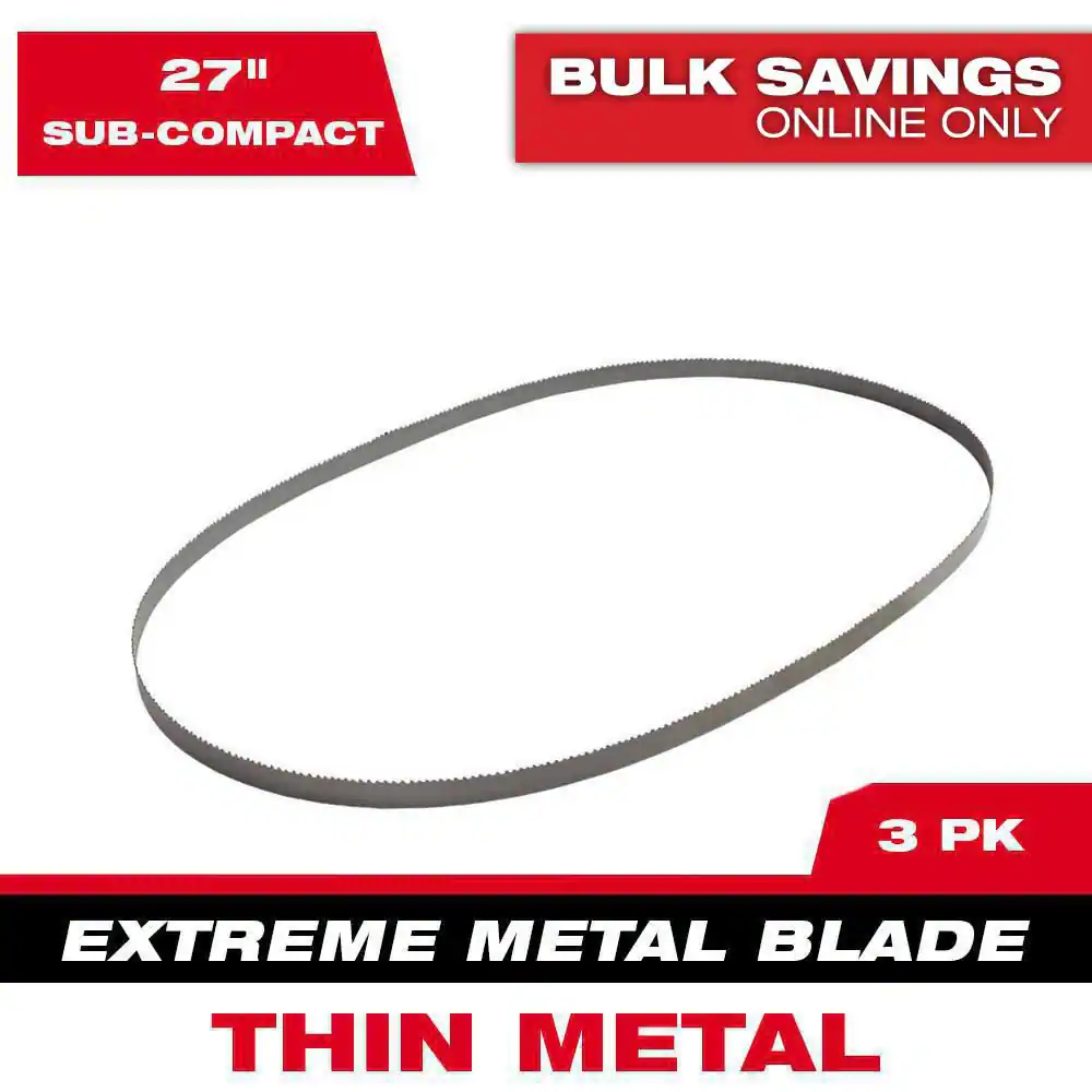 27-Inch 12/14 TPI Sub Compact Extreme Thin Metal Cutting Band Saw Blades 3-Pack