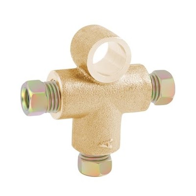 T-Shape 3 Way Brake Line Tee Union,Copper Brake Line Fittings with 3 Inverted 