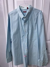 IZOD Men  s Button-Down Shirt   3XL 3XG   Blue Gingham Check   Long Sleeve