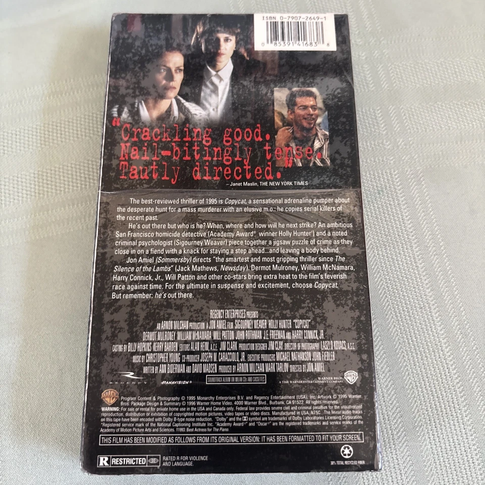 Copycat VHS SEALED Watermarks WHV Stamp Sigourney Weaver Holly Hunter VTG  - Image 2 of 2