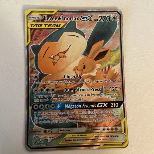 pokemon eevee & snorlax gx tag team full art promo holo sm169