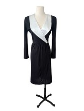 Vintage Black And White Goth Midi Dress Small Elegant Preppy *Read