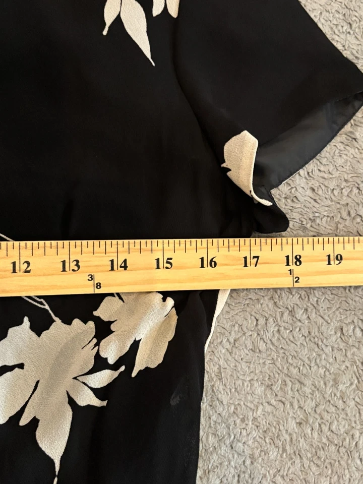 Vestido vintage Jones Wear para mujer 14P Fairy Babydoll maxi negro floral caprichoso Foto 3 de 4