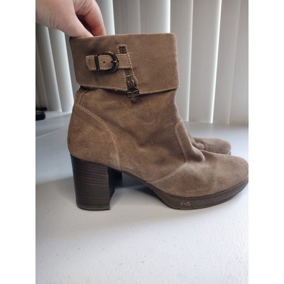 Nero Giardini Suede Ankle Boots Block Heel Buckle Made in Italy Women's Size 40