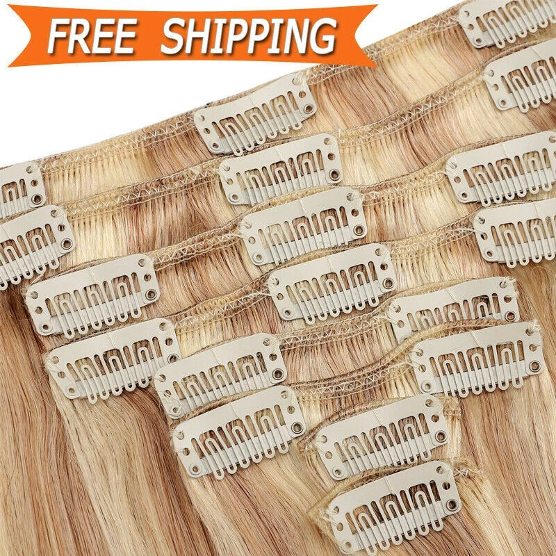 Clip in Extensions Echthaar Haarverlängerung 8 Tressen Dick Remy Haar 40cm-60cm - Bild 3 von 4