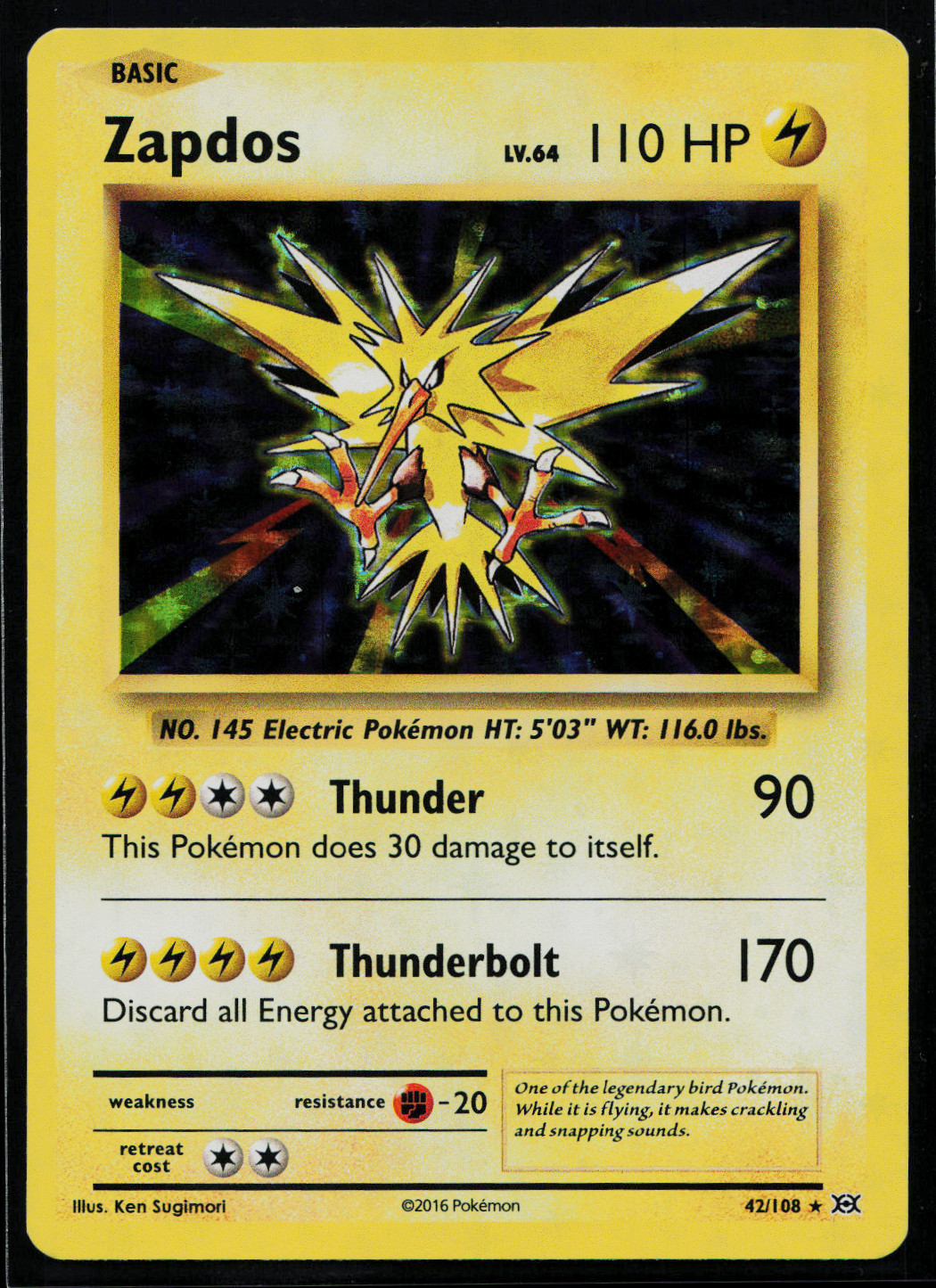 Zapdos Holo Rare XY - Evolutions 42/108 NM E3343