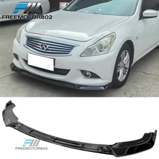 Front Bumper Lip Fits 10-13 Infiniti G37 Sedan Gloss Black 3PCS PP Splitter