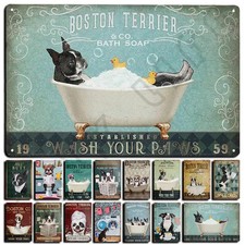 Boston Terrier Co Bath Soap for Bathroom Tin Metal Signs Home D cor 8x12