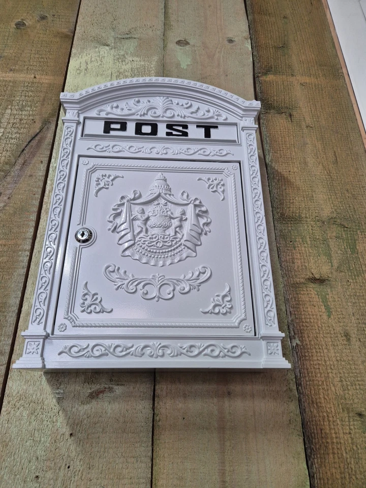 Briefkasten Wandbriefkasten weiß rustikal Antik Stil Alu 45cm Postkasten - Bild 4 von 4