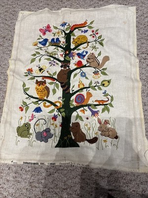 Vintage 1981 Dimensions Tree of Life Crewel Embroidery Ellen Silver