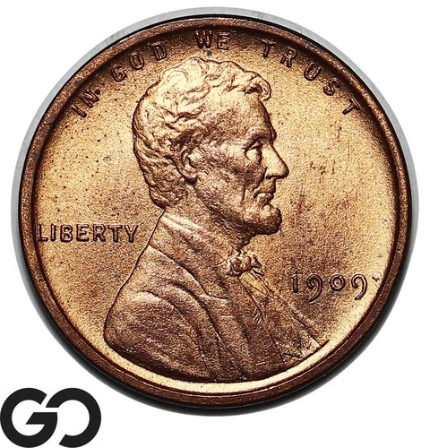 1909 VDB Lincoln Cent Wheat Penny, Red, Solid Gem BU++ RD