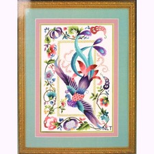 Crewel Embroidery Kit Colorful Phoenix Bird Jacobean Elsa Williams