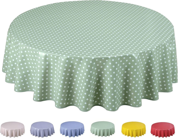 Wachstuch Tischdecke Abwaschbar Rund 140Cm Kleine Tupfen SalbeigrüN-image