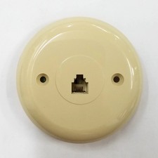 TWP53, Philmore 4 Conductor RJ11 6P4C  3-1/4" Round Ivory Modular Wall Plate