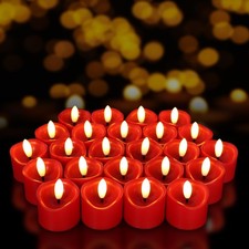 48 Pack Red Tea Lights Candles Battery Operated Flameless LED Tealights