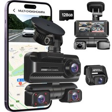 4-Lens 1080P Dash Cam 128GB Card  Front Rear Inside, Night Vision, G-Sensor 4K