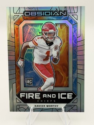 2024 Panini Obsidian Fire and Ice Silver 01/99 Xavier Worthy #15 Rookie Bookend!