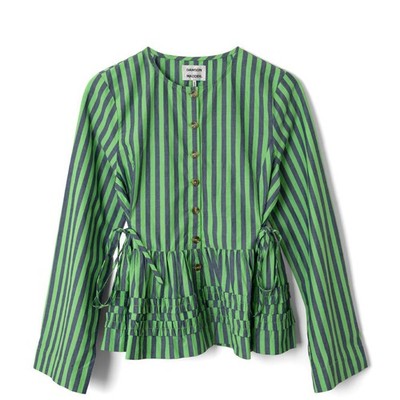 Damson Madder Madison Blouse Navy Pop Green Stripe