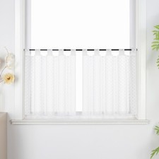 2 Stück Scheibengardinen Landhaus Bistrogardinen Küche Kleeblatt Kurzstores Weiß