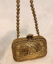 Metallic Evening Bag/Clutch with Beaded Strap