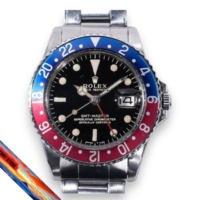 Rolex GMT Master Ref 1675M SS Black Dial 40mm Vintage Automatic Watch